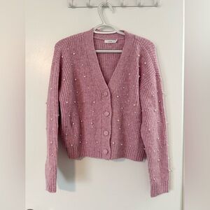 Pearl Embellished Crop Cardigan